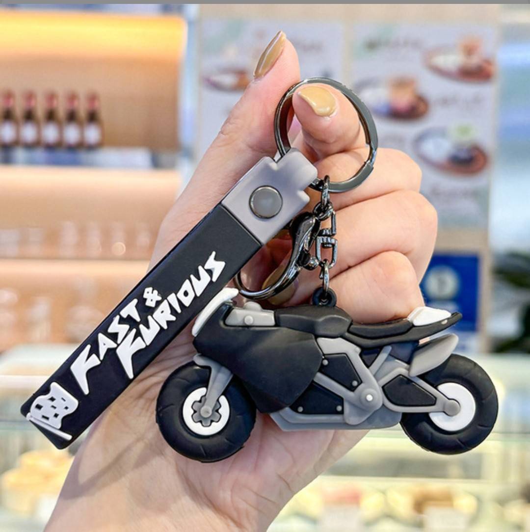 14 Black Bike Keychain | Cool Motorcycle Keyring for Bag & School Bag