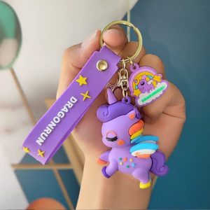 46 Cute Unicorn Keychain | Colorful Cartoon Keyring for Bag & School Bag
