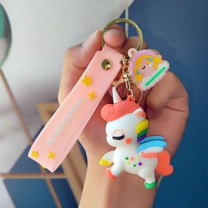 45 Cute Unicorn Keychain | Colorful Cartoon Keyring for Bag & School Bag
