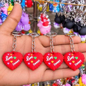 54 এক পিছ Red Love Heart Keychain ❤️