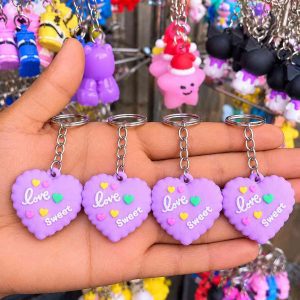 56এক পিছ Cute Purple Love Heart Keychain 💜