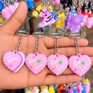 57 এক পিছ Pink Love Heart Keychain