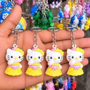59 এক পিছ Cute Hello Kitty Yellow Dress Keychain