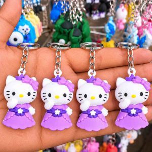 61এক পিছ Cute Hello Kitty Purple Dress Keychain