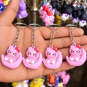 62 এক পিছ Pink Hello Kitty Moon Keychain