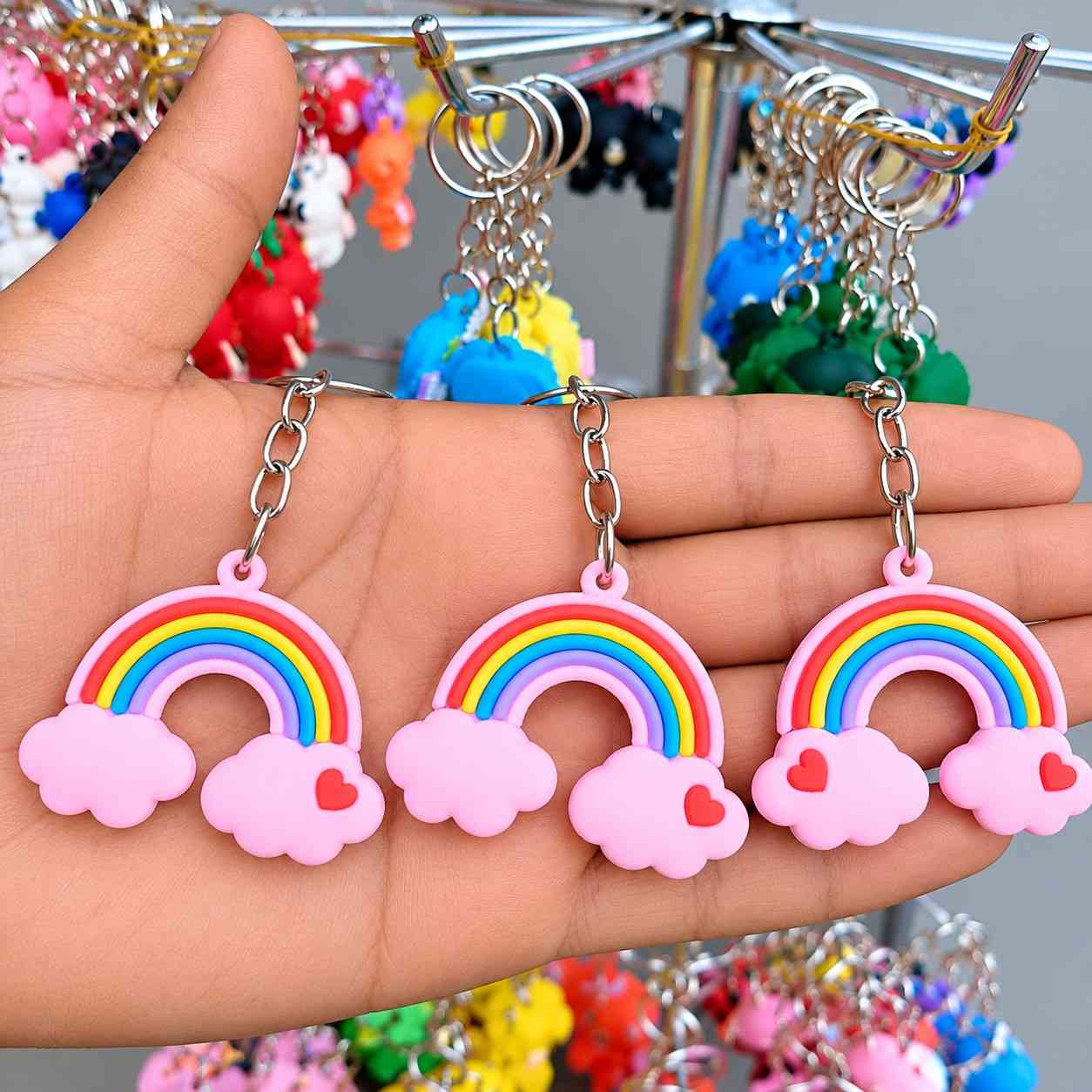 74 এক পিছ রেইনবো ক্লাউড কীচেইন | Rainbow Cloud Keychain