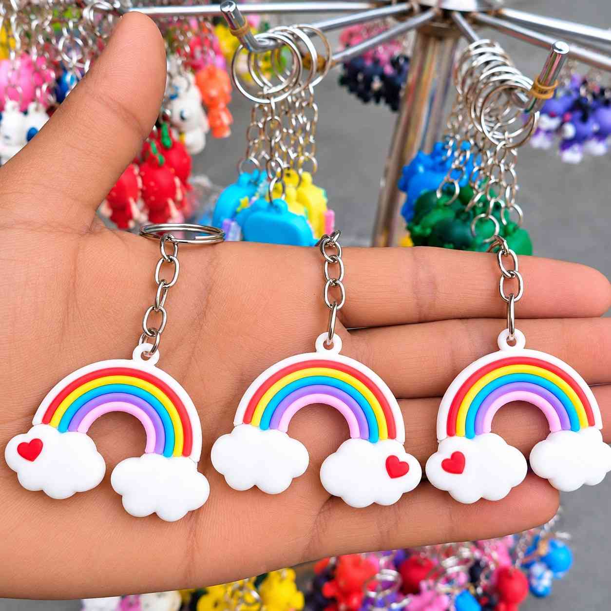 75 এক পিছ Cloud Keychain | রেইনবো ক্লাউড কীচেইন