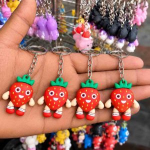 102 এক পিছ Strawberry Cartoon Keychain | স্ট্রবেরি কার্টুন কীচেইন